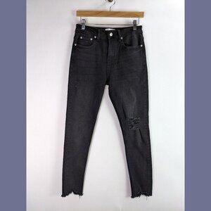 GREY LAB Size 25 Womens Distressed Skinny Jeans in Black